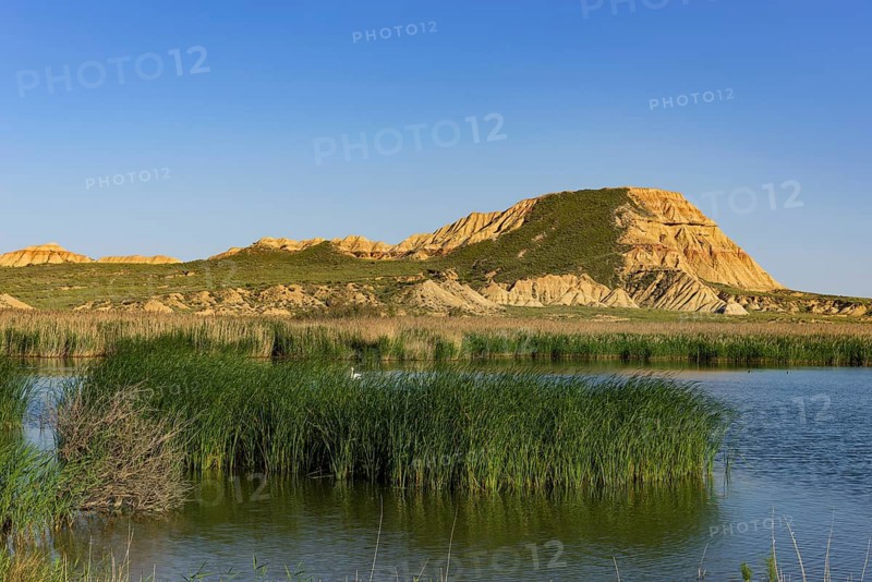 Balsa de las Cortinas water reservoir in the Bardenas Reales Natural Park, Navarra, Spain