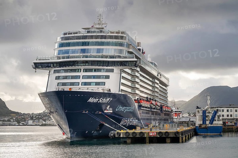 Huge cruise ship, Mein Schiff 7 in the port of Ålesund or Alesund, Møre og Romsdal, Norway