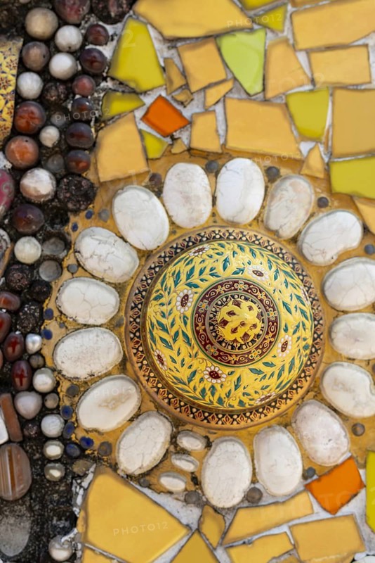 Main chedi (Phra That) decorated with over 5 million colourful mosaic stones and ceramic pieces, Buddhist temple complex Wat Phra That Sorn Kaew, Khao Kho Mountains, Phetchabun Province, Isan, Thailand