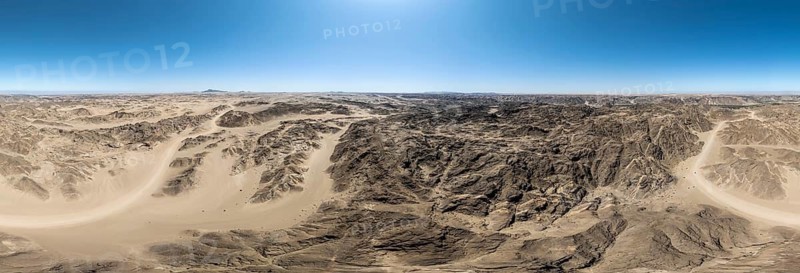 Aerial view, dry barren mountains in Moon Valley, rocky landscape ridged by erosion, Namib-Naukluft Park, Namib Desert, Namibia
