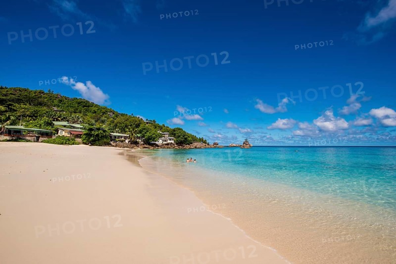 Travel, tourism, Petit Soleil Beach, beach, palm beach, hotel, hotel complex, swimming pool, Mahe, Seychelles, Indian Ocean