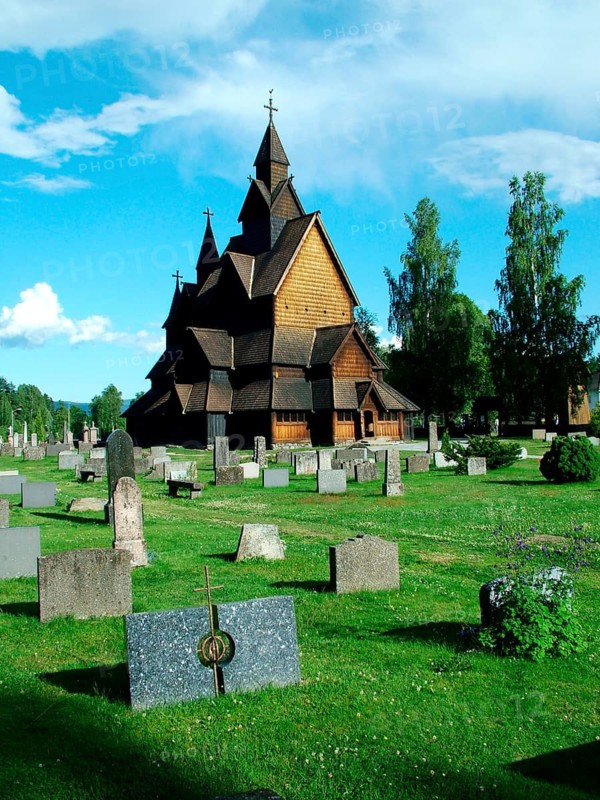 Geography, travel, stave church, wooden house, Heddal, cemetery, Norway. Geography, Travel, Wood, Church, Cemetery, Norway, NORWAY