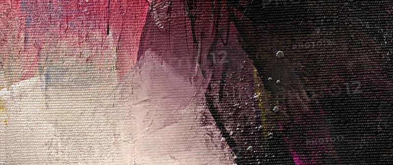 Professional abstract oil painting fragment featuring a sophisticated contrast of vivid magenta and deep charcoal tones, with thick impasto textures and expressive palette knife strokes on a fine-grain canvas