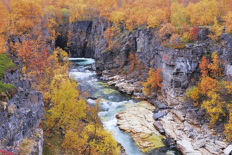 Abisko Canyon, Abiskojåkka, Abisko National Park, Norrbotten, Lapland, Sweden, Scandinavia