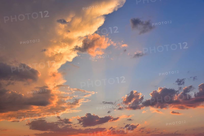 Sunset with clouds at sunset in Augsburg, Bavaria, Germany