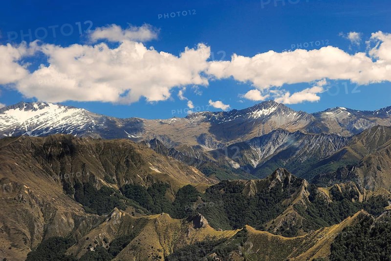 Richardson Mountains aerial view, Otago, South Island of New Zealand
