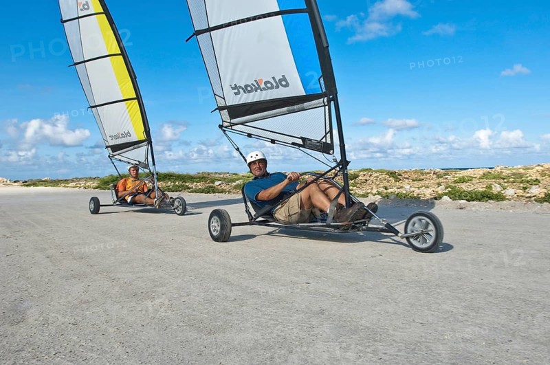 Sand-yachting on Bonaire, ABC islands, Bonaire, Caribbean