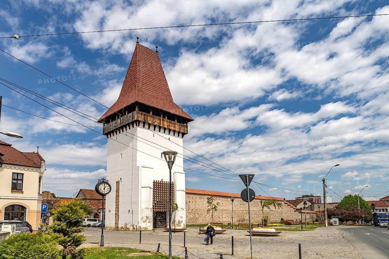 The Forkeschgässer Turnul Forkesch tower in Medias or Medias, Transylvania, Romania