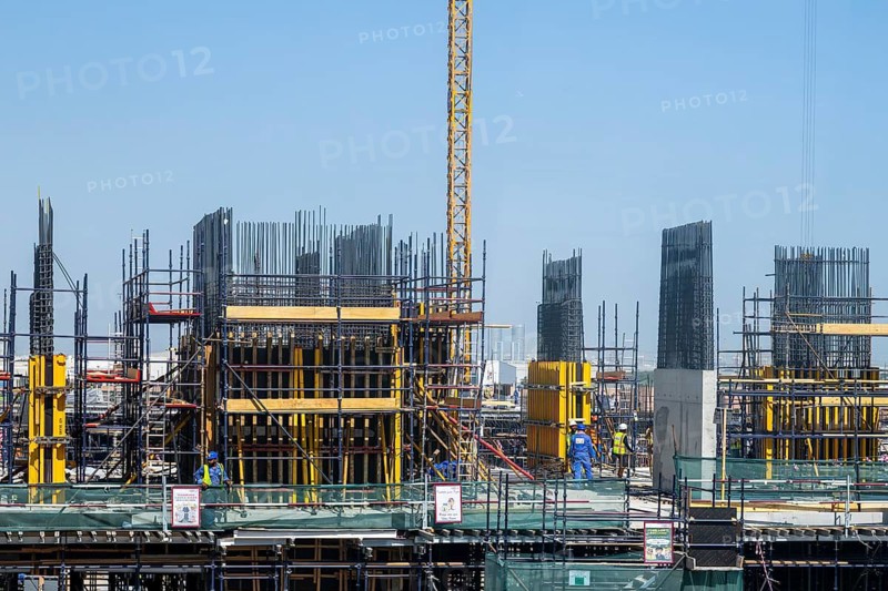 Large-scale construction site for new wall formwork, Dubai, United Arab Emirates, UAE