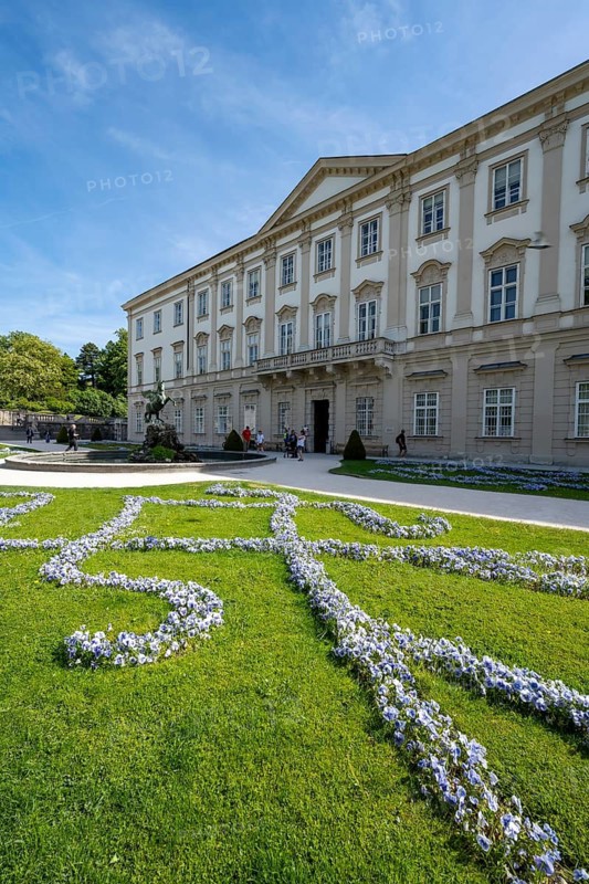 Mirabelle Garden with Pegasus Fountain and Mirabell Palace, Salzburg, Austria