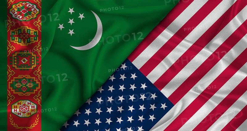 Bilateral relations between Turkmenistan and United States. Flag of Turkmenistan and United States