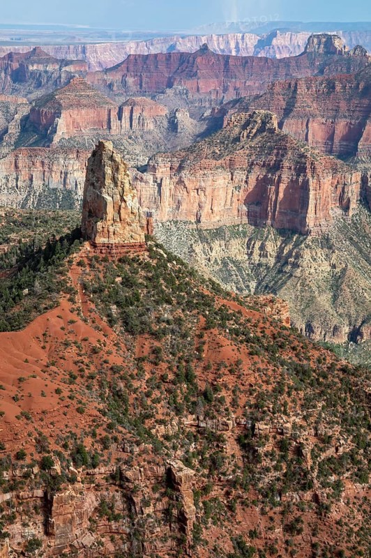 Grand Canyon National Park, Arizona - The rock pinnacle Mount Hayden rises about 5, 000 feet from the canyon floor near Point Imperial on the North Rim