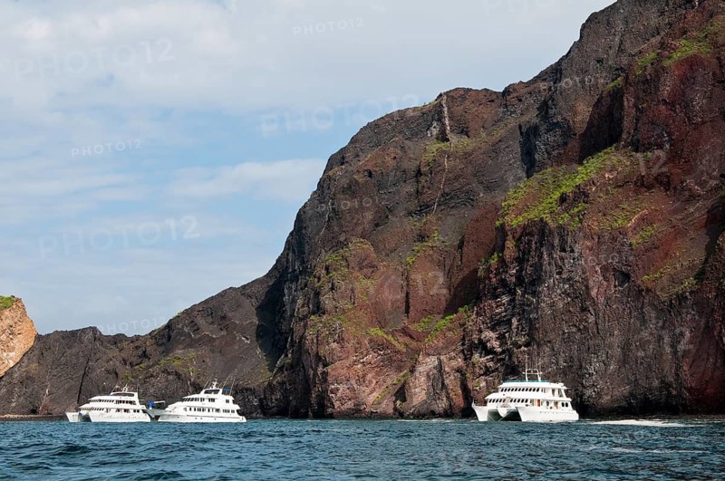 Excursion boats at Vincente Roca Point, Isabela Island, Galápagos Islands, Ecuador, Isabela Island, South America