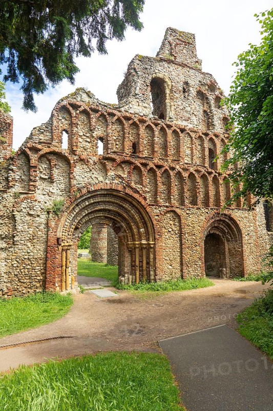 Pardon Door, ruins of St Botolph's Priory medieval Augustinian religious house, Colchester, Essex, England, UK