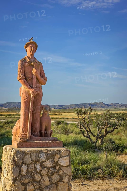 Monumento al Pastor Bardenero (Monument to the Shepherd) in the Bardenas Reales nature park Park, Navarre, Spain