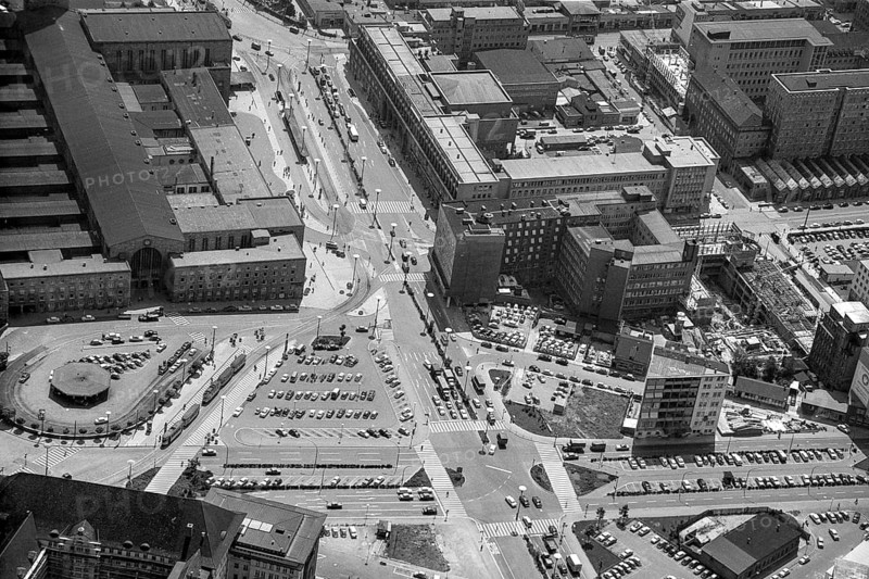 Historical aerial view of Stuttgart Central Station 1958, Stuttgart, Baden-Württemberg, Germany