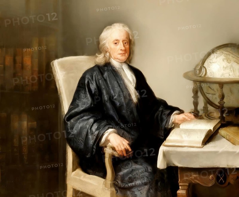 Sir Isaac Newton, 1642-1726, English physicist and mathematician, digitally edited based on a historical illustration