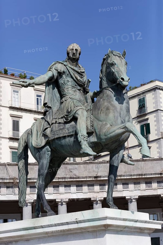 King Ferdinand I of Bourbon, equestrian statue of Antonio Canova, Piazza del Plebescito, Naples, Campania Province, Italy