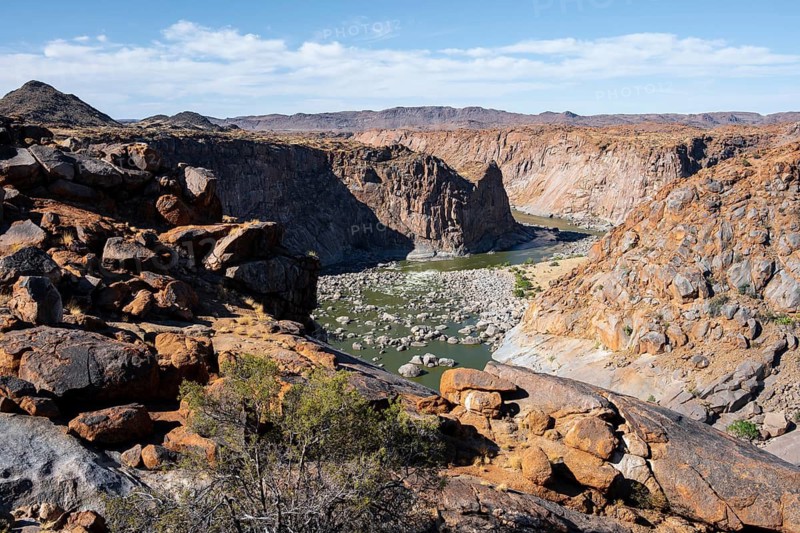 River bed and dump on the Orange River, Augrabies Falls National Park, Northern Cape, South Africa