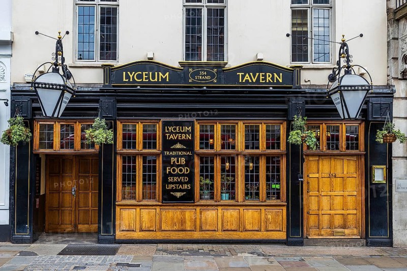 The Lyceum Tavern, a wood panelled pub near Covent Garden dating from the 1840s, stands on The Strand, London, England, United Kingdom