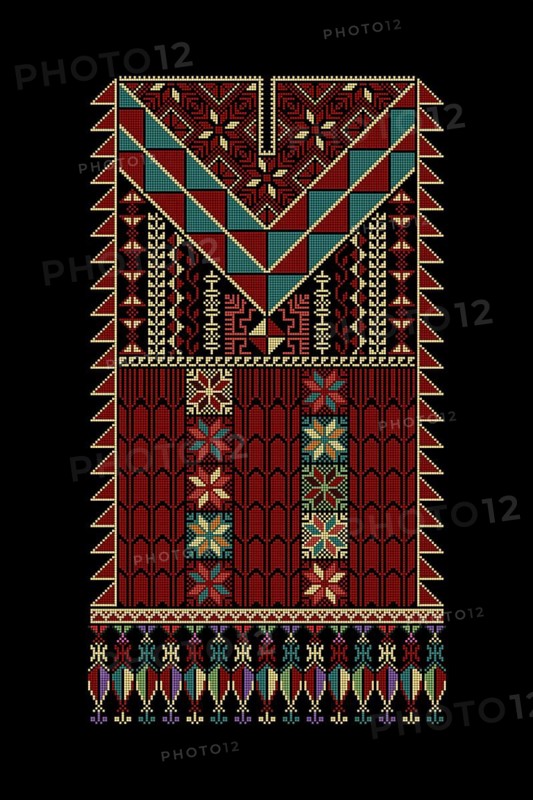 Embroidery vector Tatreez template, Palestinian fashion neck ornament