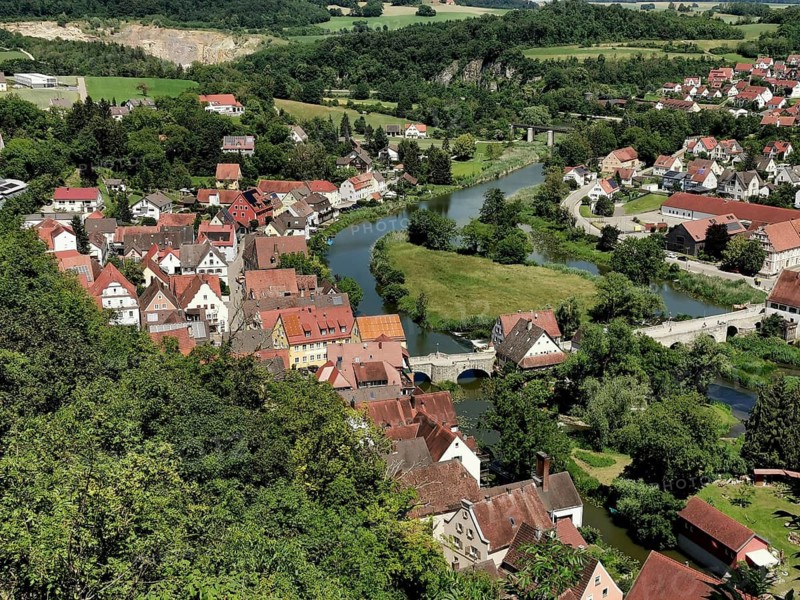 View of the city from above, Harburg, Donau-Ries district, Swabia, Bavaria, Germany