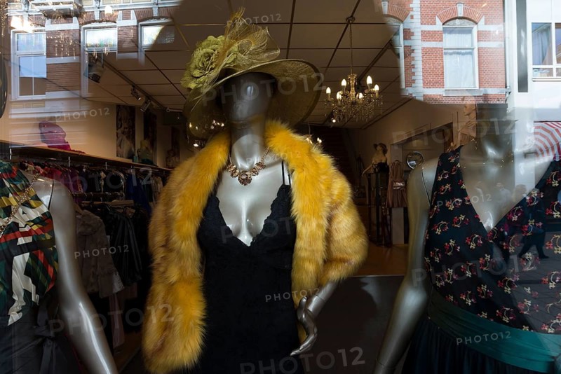 Shop window with fur fashion, Enschede, The Netherlands