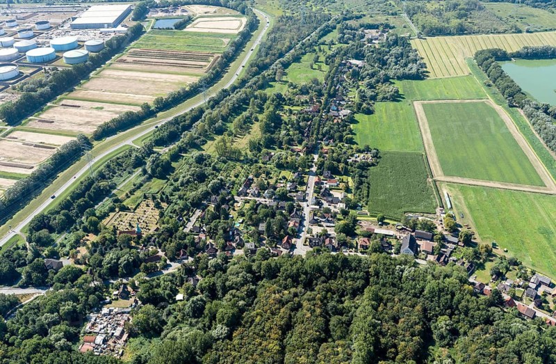 Moorburg, district, Harburg, Hamburg, aerial view, Germany, landscape, nature, summer, village