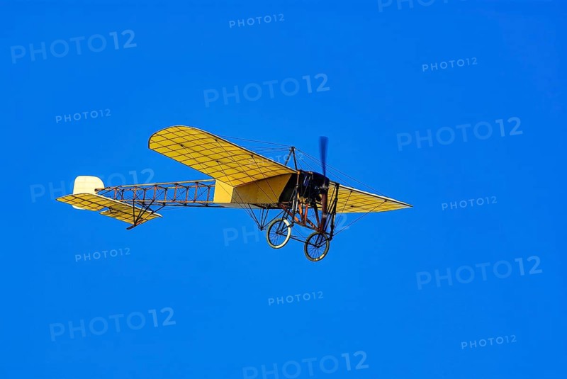 Flight demonstration of a replica Bleriot XI La Manche by Mikael Carlson as part of the 16th vintage air meeting on Hahnweide, Kirchheim unter Teck, Baden-Württemberg, Germany, for editorial use only