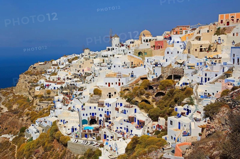 View of Santorini island, Santorini, island, Greece, Cyclades, Aegean Sea, Greece