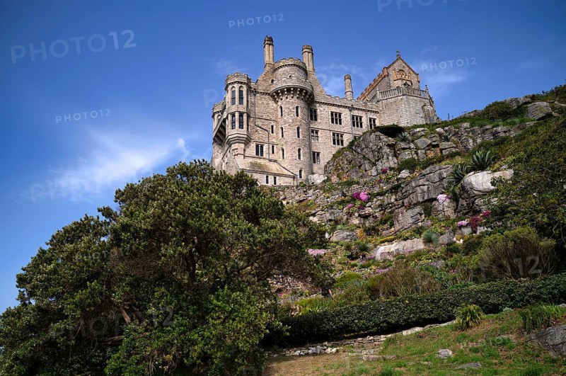 Castle, castle, subtropical garden, St Michael's Mount, Cornwall, England, Great Britain, Great Britain