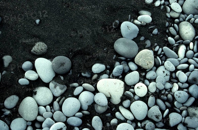 Basalt stones on lava sand, Iceland, stones, lava sand, beach, pattern