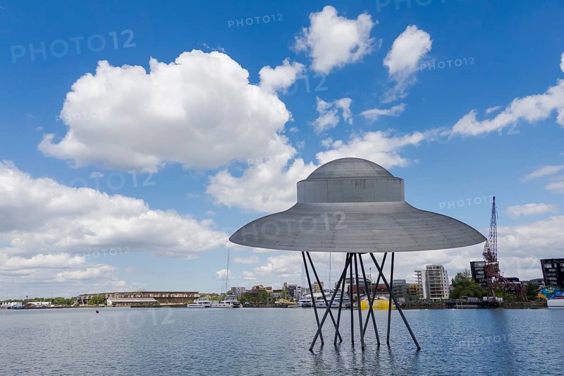 The artwork Spaceship on the banks of the Garonne in Bacalan, Bordeaux, Gironde, France