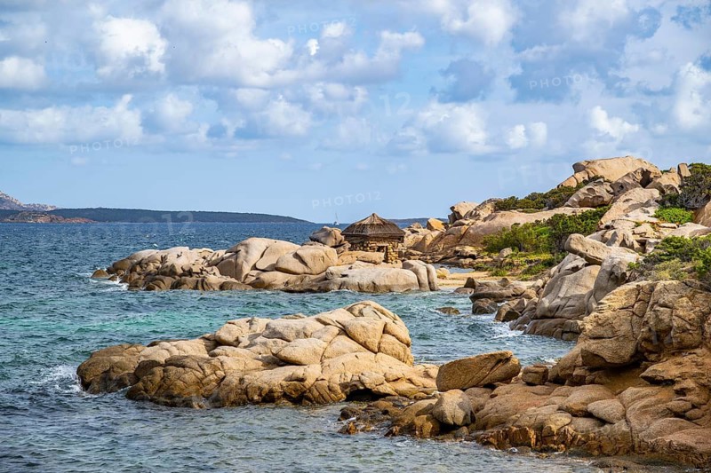 Coast side at Costa Smeralda on a cloudy day, Sardinia, Italy