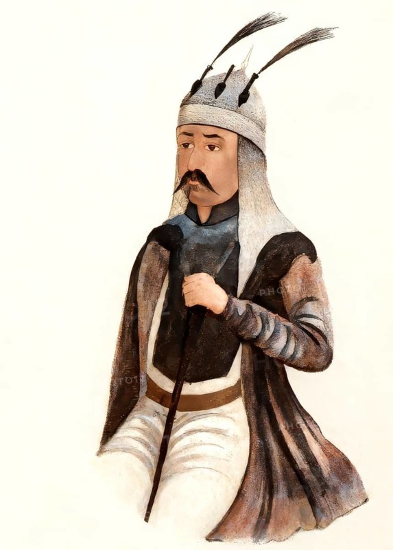 Genghis Khan, Dschingis Khan, or Chinggis Khan, born Temüjin, Temüdschin or Temüüdschin, c.?1162 – 1227, also known as Chinggis Khan, founder and first khan of the Mongol Empire, digitally edited based on a historical illustration of a 1278 portrait taken from a Yuan - Era album