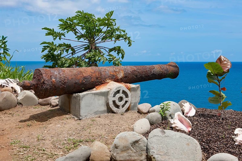 Old historical cannon cannon barrel, St George's, Grenada