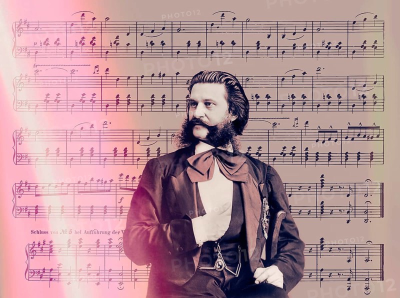 Johann Baptist Strauss II, 1825 – 1899, Austrian composer and violinist, 1879, digitally edited, notesheet from „The Blue Danube“