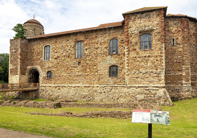 Norman keep of Colchester Castle built on Roman foundations, Colchester, Essex, England, UK