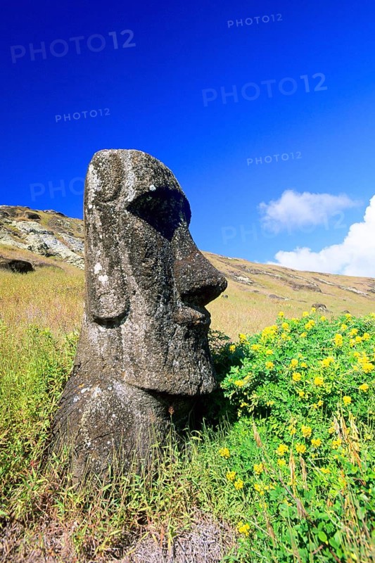 South America, Chile, Pacific, Moais on Easter Island, Ranu Raraku, Rano Raraku, Easter Islands, Chile
