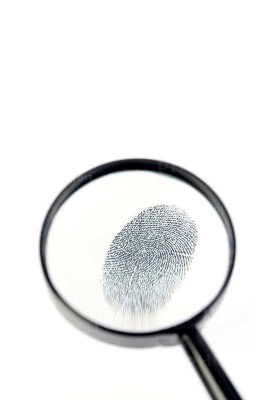 Fingerprint viewed through a magnifying glass, Vienna, Austria