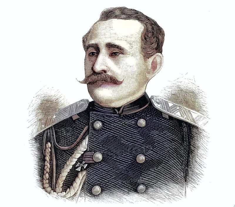General Apollon Zimmermann, Ernestovich Tsimmermann or Zimmermann, 1825 - 1884, significantly involved in the Russian conquest of the Caucasus, Russian-Turkish War of 1877-1878, reproduction from a model from the 19th century. Authentic, file restored for optimal use, exact date of original unknown, nostalgically colored