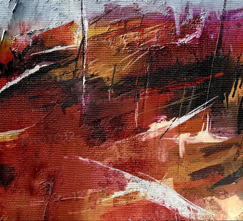 Dynamic oil painting fragment featuring bold colors and heavy textures