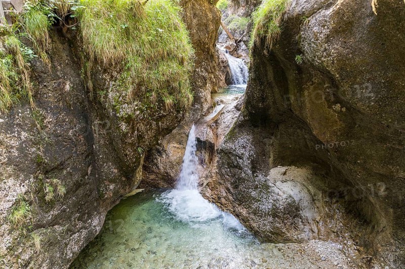 Waterfall in the Almbach Gorge near Ettenberg, Berchtesgadener Land, Bavaria, Germany