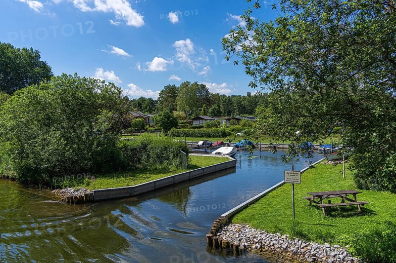 Gartenverein with private water access to the Repenter Canal in the Rheinsberg Lake District, Brandenburg, Germany