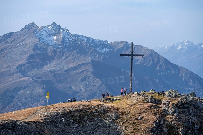 Kreuzjoch summit in autumn, Venet crossing, Ötztal Alps, Tyrol, Austria