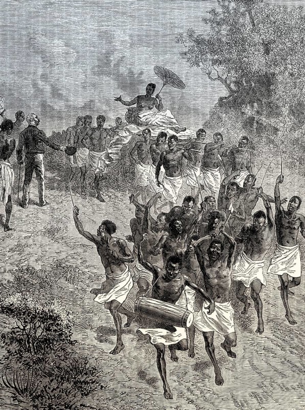 David Livingstone watching the state procession of the wife of Chief Cazembe