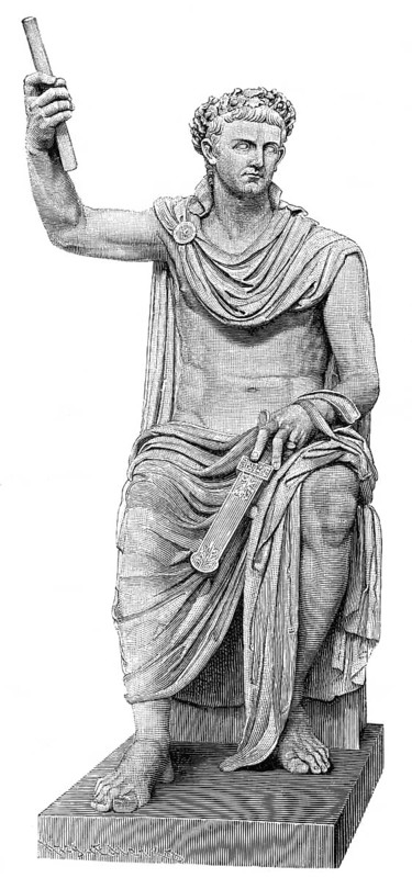 Tiberius or Tiberius Caesar Divi Augusti Filius Augustus, born Tiberius Claudius Nero, 42 BC - 37 AD, was Roman Emperor from 14 AD to 37 AD., Tiberius Iulius Caesar Augustus oder Tiberius Claudius Nero, 42 v. Chr. - 37 n. Chr., römischer Kaiser von 14 bis 37 n. Chr.