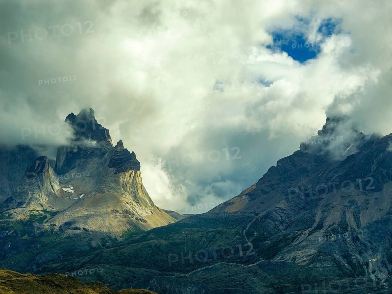 Dramatic landscape, rocky mountains, Torres del Paine National Park, Patagonia, Chile