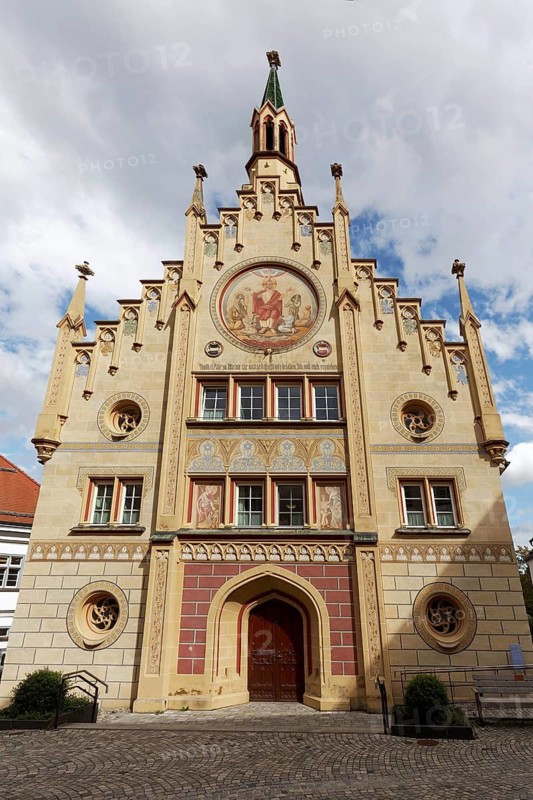 Hospital of the Holy Spirit, neo-Gothic façade, historic old town, Bad forest lake, Upper Swabia, Baden-Württemberg, Germany