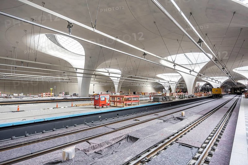 Stuttgart 21 station with light eyes tunnel Construction site new main station in Stuttgart, Germany